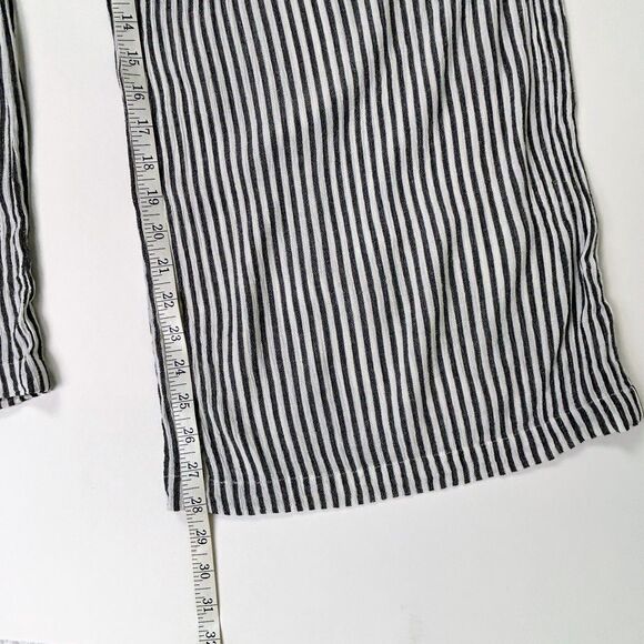 Elan Wide Leg Flowy Pinstripe Pants Wide Leg Paperbag High Tie Waist Grey Whit M - Picture 8 of 12